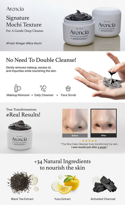 Arencia - Black Tea Rice Mochi Cleanser