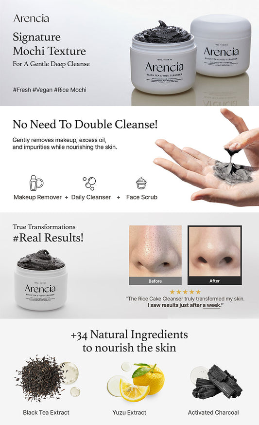 Arencia - Black Tea Rice Mochi Cleanser